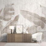 Fototapeten Elegante monochrome Blattmuster tanzen.