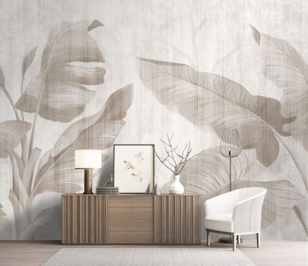 Elegante monochrome Blattmuster tanzen Fototapeten Elegante monochrome Blattmuster tanzen