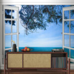 Fototapeten Fenster mit Blick auf das Meer