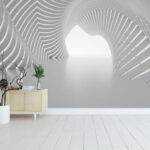 Fototapeten Futuristisches weißes architektonisches Spiraldesign