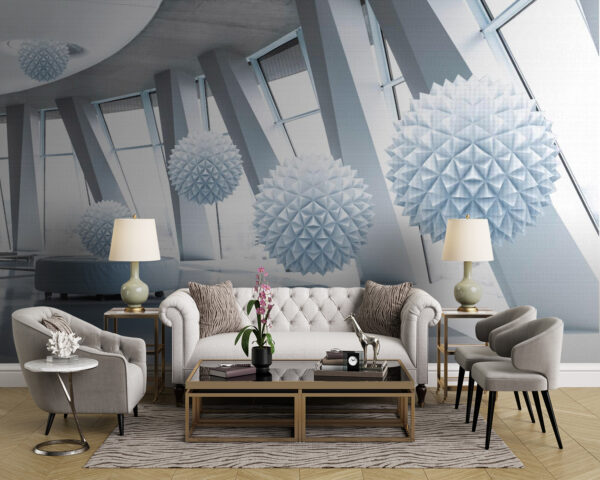 Weiße Kugeln von der Decke Fototapeten Weiße Kugeln von der Decke