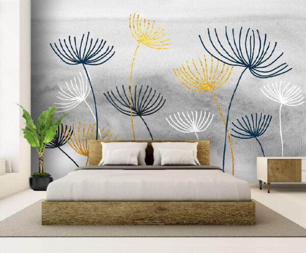 Gelbe und blaue Blumen Fototapeten Gelbe und blaue Blumen