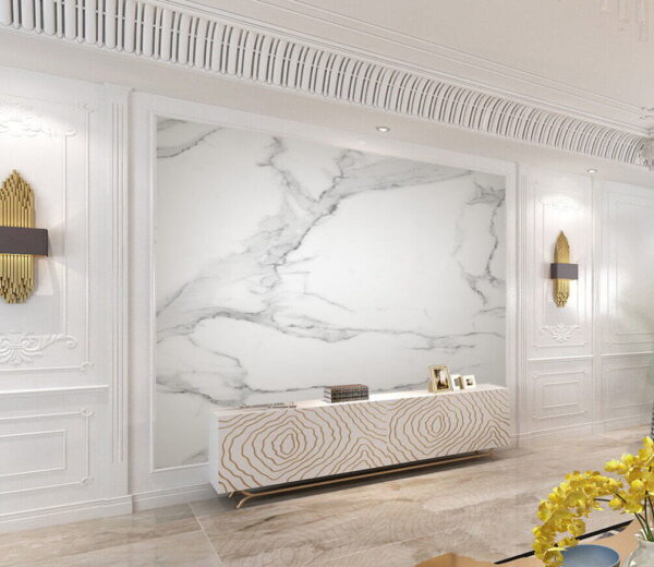 Fototapeten Weiße Marmoroberfläche mit schwarzen Adern