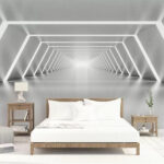Fototapeten Futuristische glühende Tunnelperspektive.