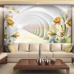 Fototapeten Florale Muster mit Tunnelillusion