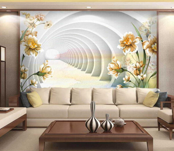 Florale Muster mit Tunnelillusion Fototapeten Florale Muster mit Tunnelillusion