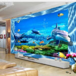 Fototapeten Delphin schwimmt im Wasser