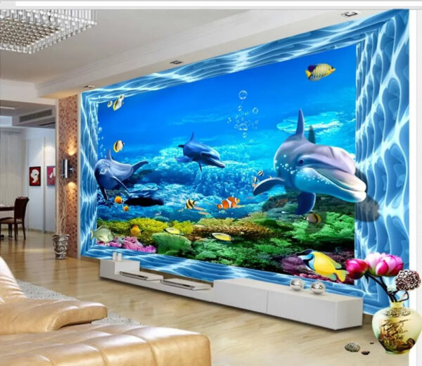 Delphin schwimmt im Wasser Fototapeten Delphin schwimmt im Wasser