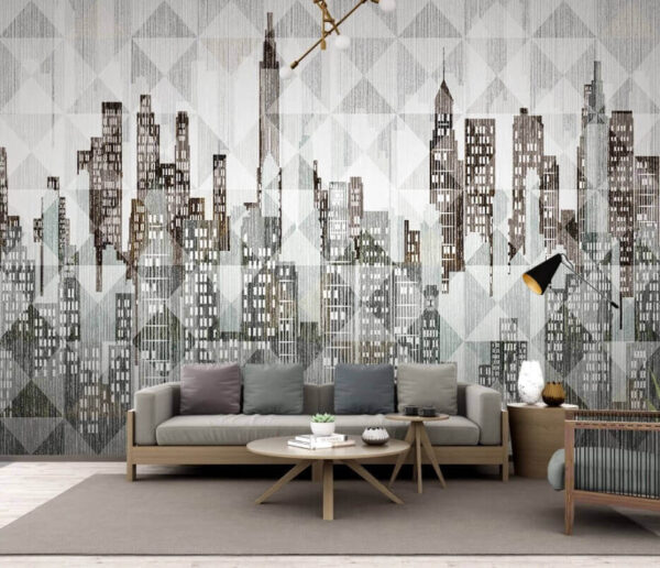 Abstraktes geometrisches Design der Stadtsilhouette Fototapeten Abstraktes geometrisches Design der Stadtsilhouette