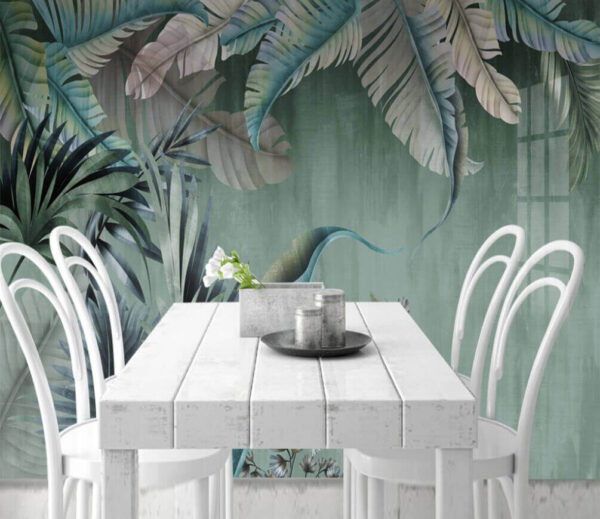 Fototapeten Üppige Blätter in beruhigenden Tönen