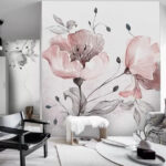 Fototapeten Zarte Aquarell-Blumenmalerei