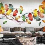 Fototapeten Bunte Blätter tanzen in Harmonie