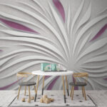 Fototapeten Weiße und violette Strudel auf einer weißen Oberfläche