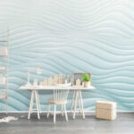 Fototapeten Weiß und blau gewelltes Muster