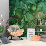 Fototapeten Fließende Muster in satten Grüntönen