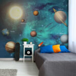 Fototapeten Blauer Planet im Weltraum