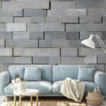 Fototapeten Mauer aus grauen Ziegeln