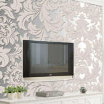 Fototapeten Weißes und graues Blumenmuster