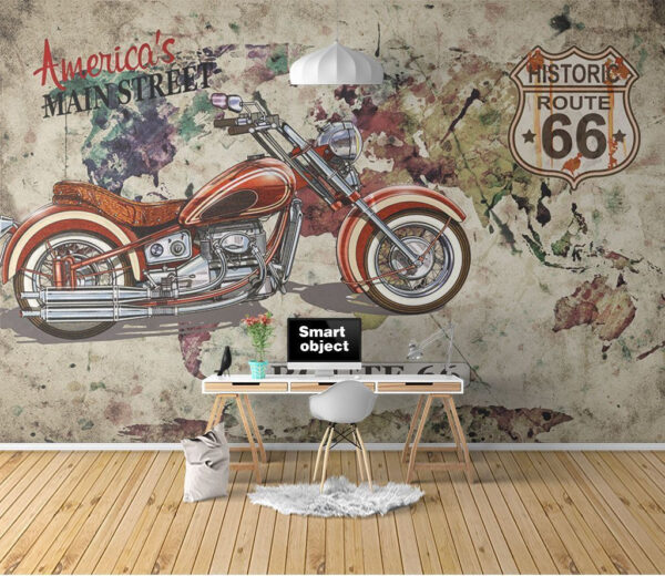 Motorrad auf einer Karte Fototapeten Motorrad auf einer Karte