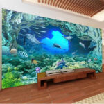Fototapeten Delphin schwimmt im Wasser