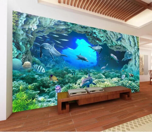 Delphin schwimmt im Wasser Fototapeten Delphin schwimmt im Wasser