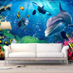 Fototapeten Schildkröte schwimmt im Wasser