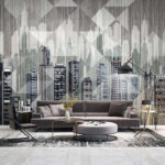 Fototapeten Wall murals City skyline with many buildings