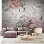 Fototapeten Zartes Vintage-Blumenmuster.