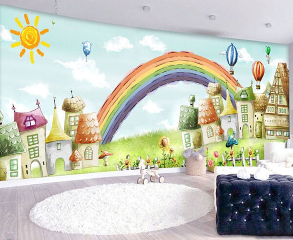 Regenbogen über einem Haus Fototapeten Regenbogen über einem Haus