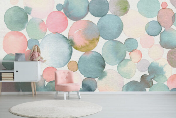 Pastellfarbene Aquarellkreise gehen nahtlos ineinander über Fototapeten Pastellfarbene Aquarellkreise gehen nahtlos ineinander über