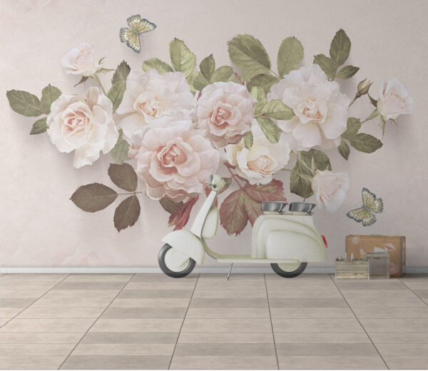 Fototapeten Zarte Rosen mit tanzenden Schmetterlingen (Artikelnummer: u31663) Fototapeten Fototapeten Zarte Rosen mit tanzenden Schmetterlingen (Artikelnummer: u31663)