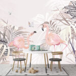 Fototapeten Rosa Flamingo mit schwarzem Schnabel