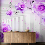 Fototapeten Lila Rosen von einer Decke