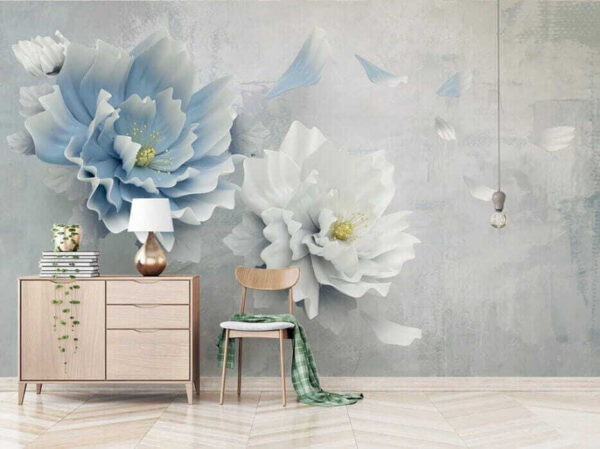 Elegante Pastellblüten auf strukturiertem Hintergrund Fototapeten Elegante Pastellblüten auf strukturiertem Hintergrund