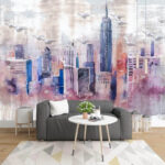 Fototapeten Aquarellmalerei einer Stadt