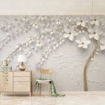 Fototapeten Elegantes florales Design auf strukturiertem Hintergrund