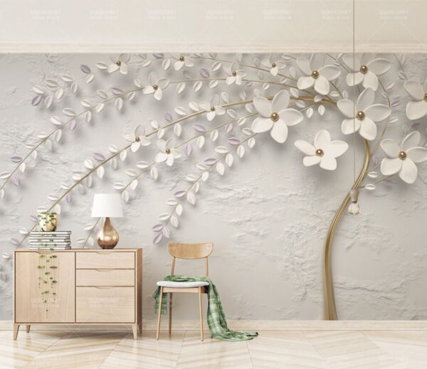 Elegantes florales Design auf strukturiertem Hintergrund Fototapeten Elegantes florales Design auf strukturiertem Hintergrund