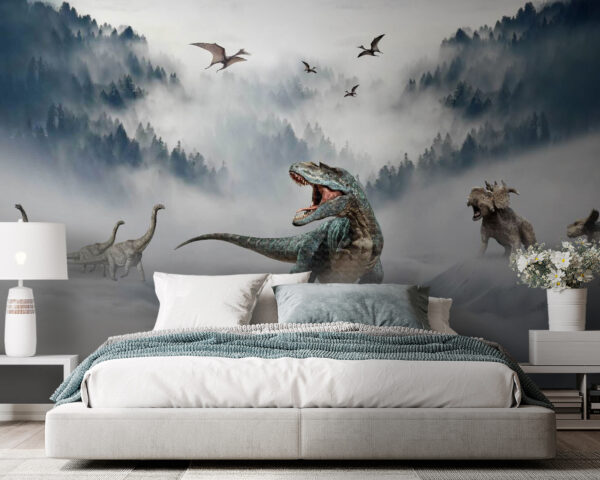 Fototapeten Dinosaurier mit offenem Maul