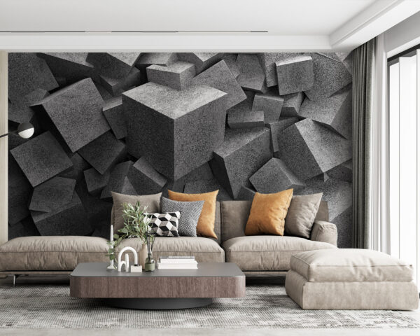 Fototapeten Stapel von grauen Würfeln