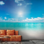 Fototapeten Blauer Himmel mit Wolken und Sonne