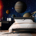Fototapeten Planet im Weltraum mit Sternen