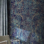 Fototapeten Verschlungenes Muster in Blau und Beige