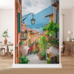 Fototapeten Charmante Straßenszene in einem italienischen Dorf.