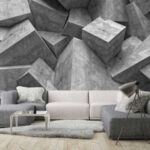 Fototapeten Betonwürfel schaffen geometrisches Chaos