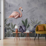 Fototapeten Flamingo und Pflanzen