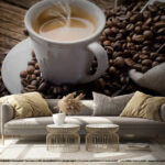 Fototapeten Tasse Kaffee, aus der Dampf austritt