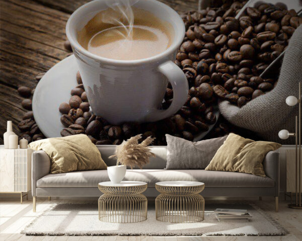 Tasse Kaffee, aus der Dampf austritt Fototapeten Tasse Kaffee, aus der Dampf austritt