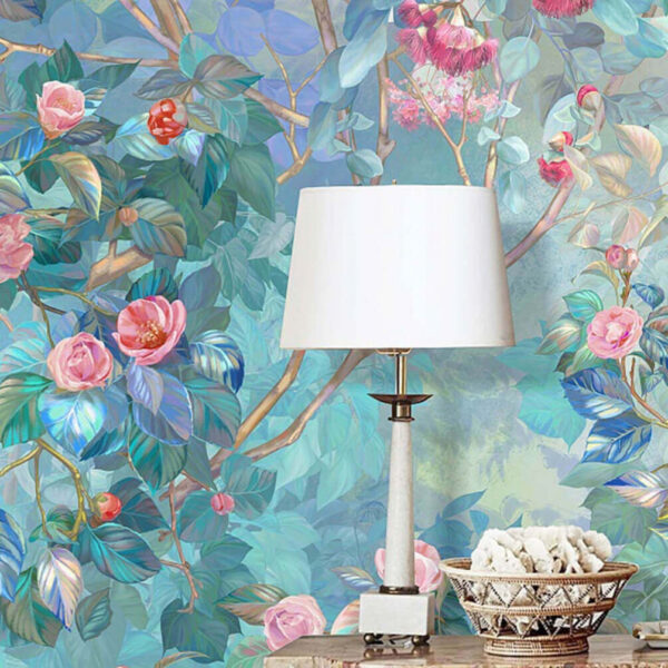 Gemälde eines Baumes mit Blumen Fototapeten Gemälde eines Baumes mit Blumen