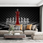 Fototapeten Rote und weiße Schachfigur