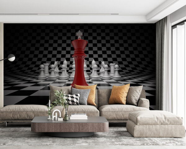 Fototapeten Rote und weiße Schachfigur